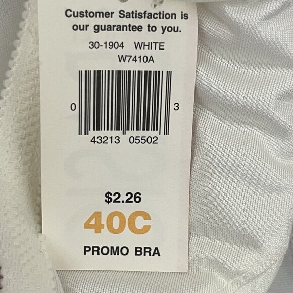 Vintage Simply Basic Padded Bra 40C White Nylon Cross Over Adjustable Strap NWT - Picture 7 of 7